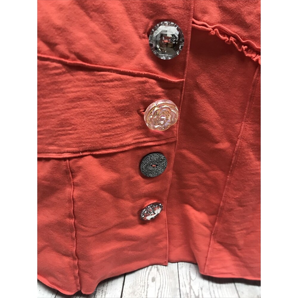 Neon Buddha Women's Shacket Size Medium Long Sleeve Statement Buttons Orange - Picture 3 of 14